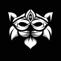 Cat Mask Black and White Mascot Design vector