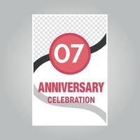 07 years anniversary vector invitation card Template of invitational for print on gray background