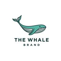 whale logo design in line art style vector. big fish humpback whale animal logo icon design in blue teal color. giant mammal fish drawing illustration mascot vector