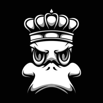 Duck King Black and White Mascot Design