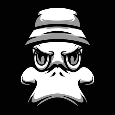 Duck Bucket Hat Black and White Mascot Design