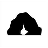 Cave icon. Stone shelter. Entrance to the mountain dungeon. Black silhouette vector