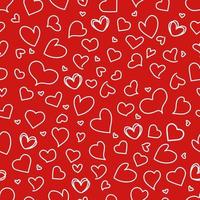 Red white seamless pattern with hearts. vector