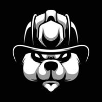 Bear Firefighter Black and White Mascot Design vector