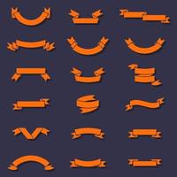 Set of orange web graphic decorative ribbons. vector