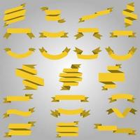 Flat yellow ribbons big set banners. vector