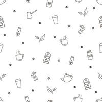 Geometric vector coffee pattern with black and white.