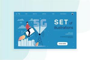 Web banner internet technology 5G. The man is flying on the phone. Vector. vector