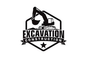 Excavator logo template vector. Heavy equipment logo vector for construction company.