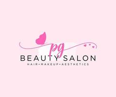 Initial PG feminine logo collections template. handwriting logo of initial signature, wedding, fashion, jewerly, boutique, floral and botanical with creative template for any company or business. vector