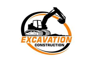 Excavator logo template vector. Heavy equipment logo vector for construction company.