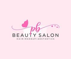 Initial PB feminine logo collections template. handwriting logo of initial signature, wedding, fashion, jewerly, boutique, floral and botanical with creative template for any company or business. vector