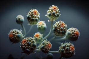 flowers under water, flower splashes in dark illustration photo