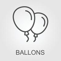 Balloons line icon isolated on white background. Vector