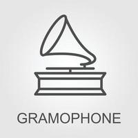 Gramophone vector, available in two colors. A gramophone is an old type of record player. Classical Gramophone. Antique. 90s. vector