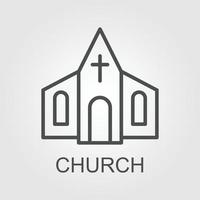 Iglesia edificio línea icono, contorno vector firmar, lineal pictograma aislado en blanco. logo ilustración
