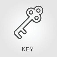 Old door key vector icon illustration isolated on white background