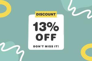 13 percent Sale and discount labels. price off tag icon flat design. vector