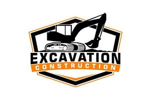 Excavator logo template vector. Heavy equipment logo vector for construction company.