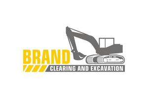 Excavator logo template vector. Heavy equipment logo vector for construction company.