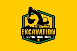 Excavator logo template vector. Heavy equipment logo vector for construction company.