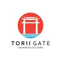 Japanese torii gate logo design vector illustration template