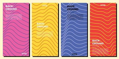 Colorful abstract wavy lines background template set copy space vector