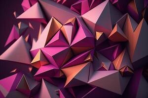 purple volumetric background of polygonal fragments photo