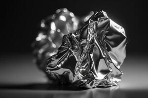 crumpled and wrinkled sheet aluminium macro photo