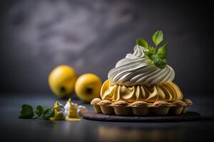 fruit tart with cream photo