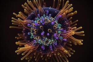 viral bacteria debajo el microscopio generativo ai foto