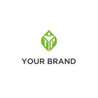 tp monograma con hoja logo diseño ideas, creativo inicial letra logo con natural verde hojas vector