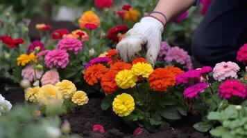 gardener caring for flowers photo