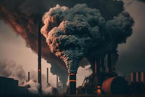 air pollution by industrial vapors from the factory photo