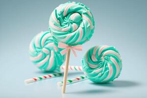 lollipop, mint candies on a stick photo