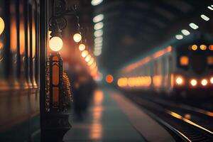 night lights railway station illustration photo