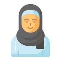 Woman wearing hijab showing vector of muslim woman, premium icon