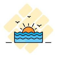 Beautifully designed vector of sunset in trendy style, premium icon