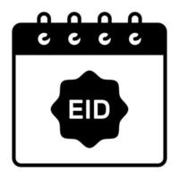 Eid tag on calendar denoting icon of ramadan calendar, premium vector of calendar