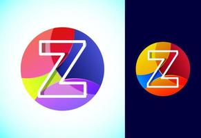 Line letter Z on a colorful circle. Graphic alphabet symbol for business or company identity. vector