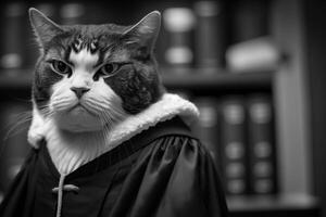 Corte gato en el sala de justicia generativo ai foto