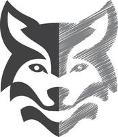 bosquejo lobo logo vector ilustración