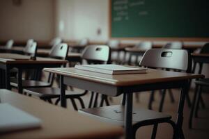 school empty classroom with tables illustration photo