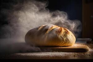 steaming hot baked bread Generative AI photo