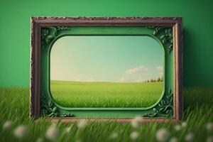 frame with empty space on summer green nature background photo