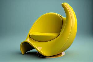 Lemon yellow curved designer chair illustration photo