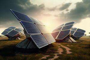 field solar battery panels illustration photo