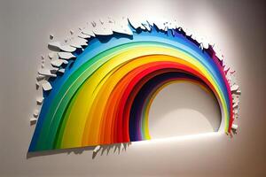 picture rainbow on the wall modern element of the interior in the house illustration photo