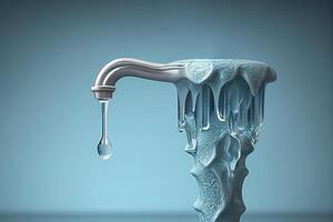 frozen faucet in ice illustration photo