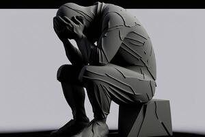 stone statue depicting a person with depression illustration photo